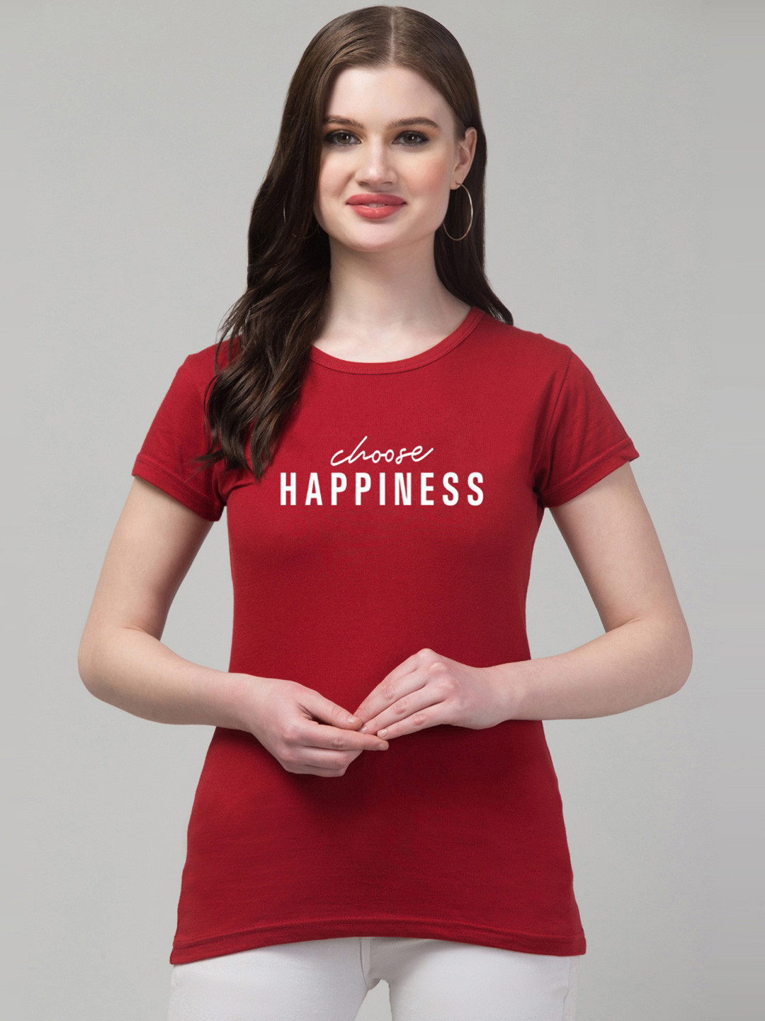 Trend Level Women Typography Printed Applique T-shirt