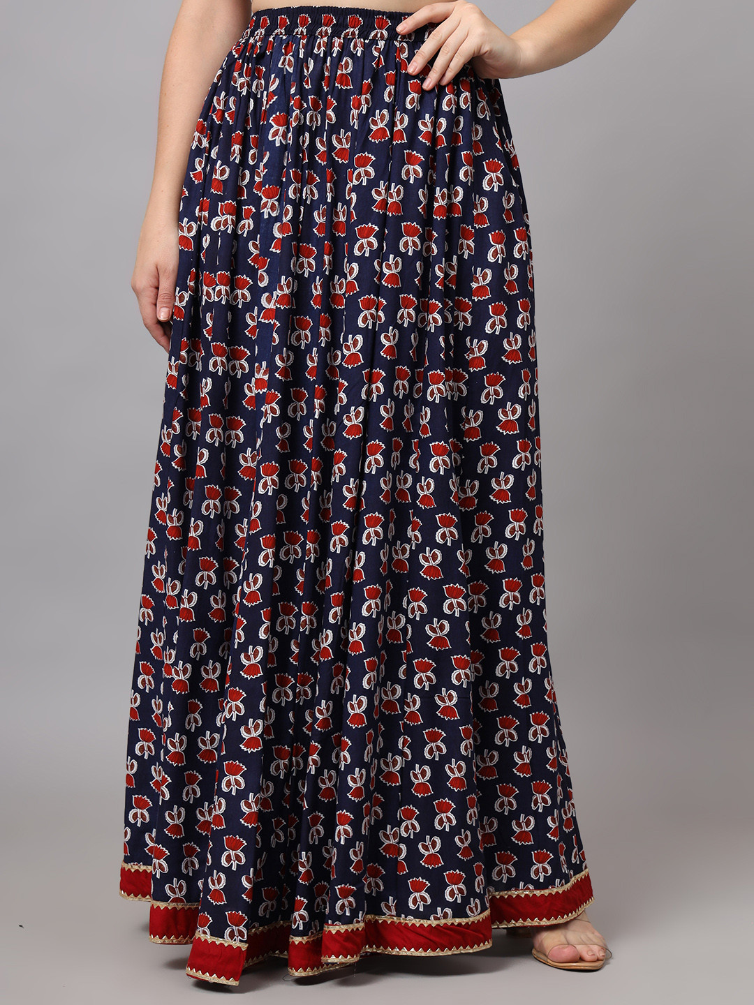NYPA Women Floral Printed Flared Maxi Skirt