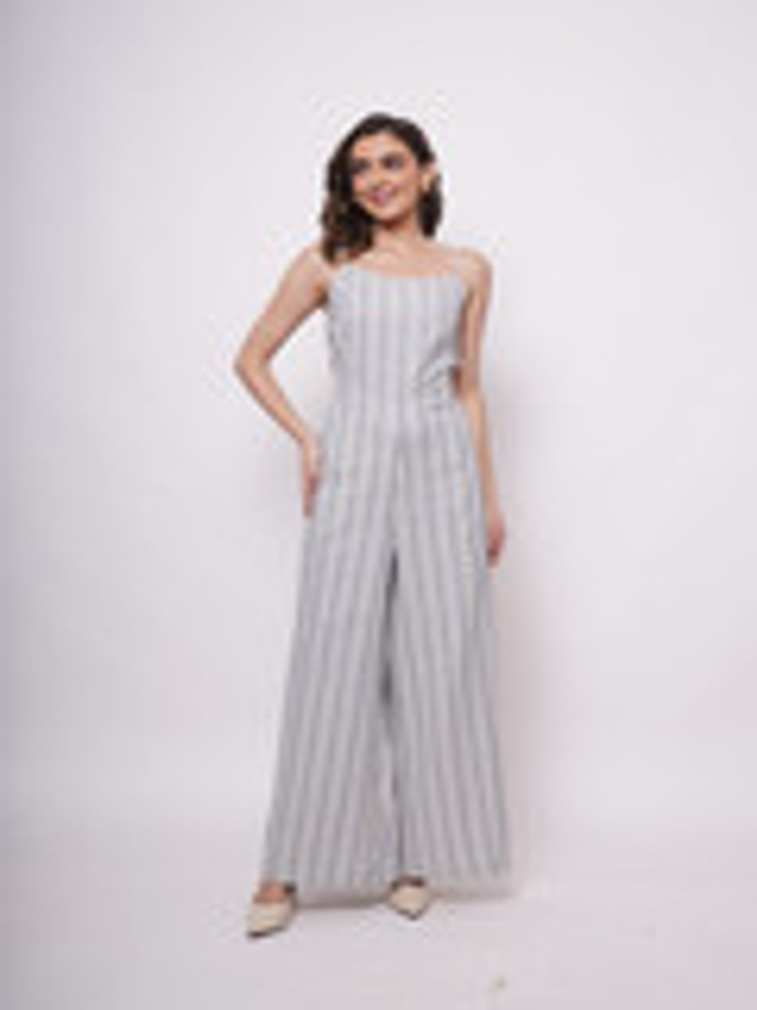 Western Era Striped Cotton Basic Jumpsuit