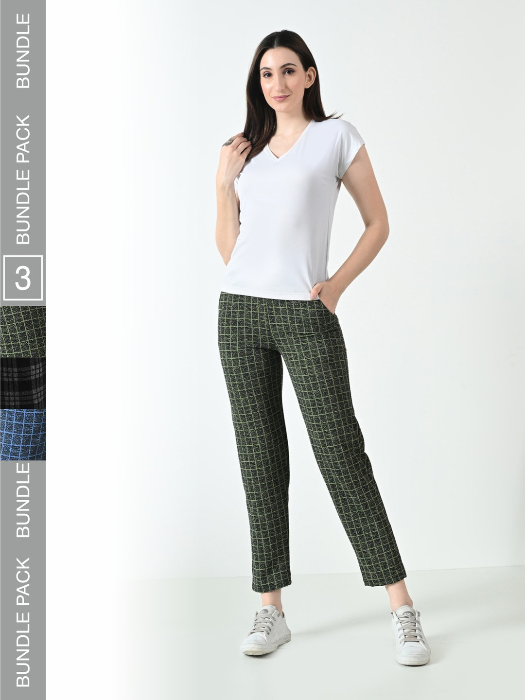 BAESD 3 Pcs Dry-Fit Check Printed Lower Track Pants