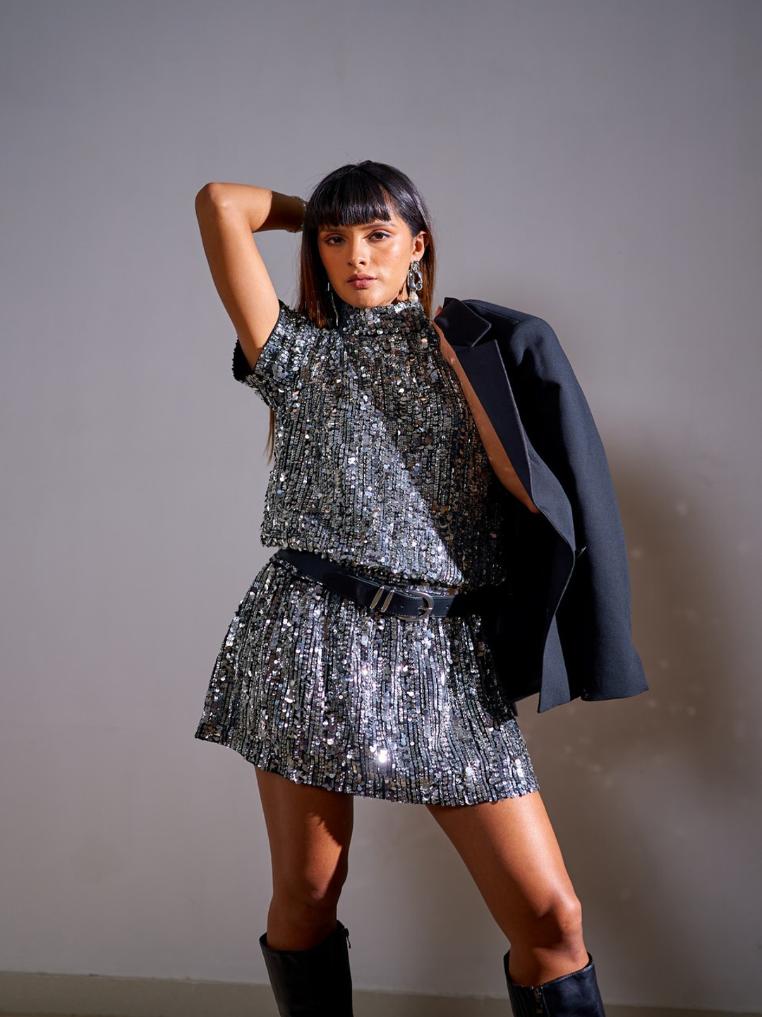 VERB BY PALLAVI SINGHEE Sequin Embellished Blouson Dress