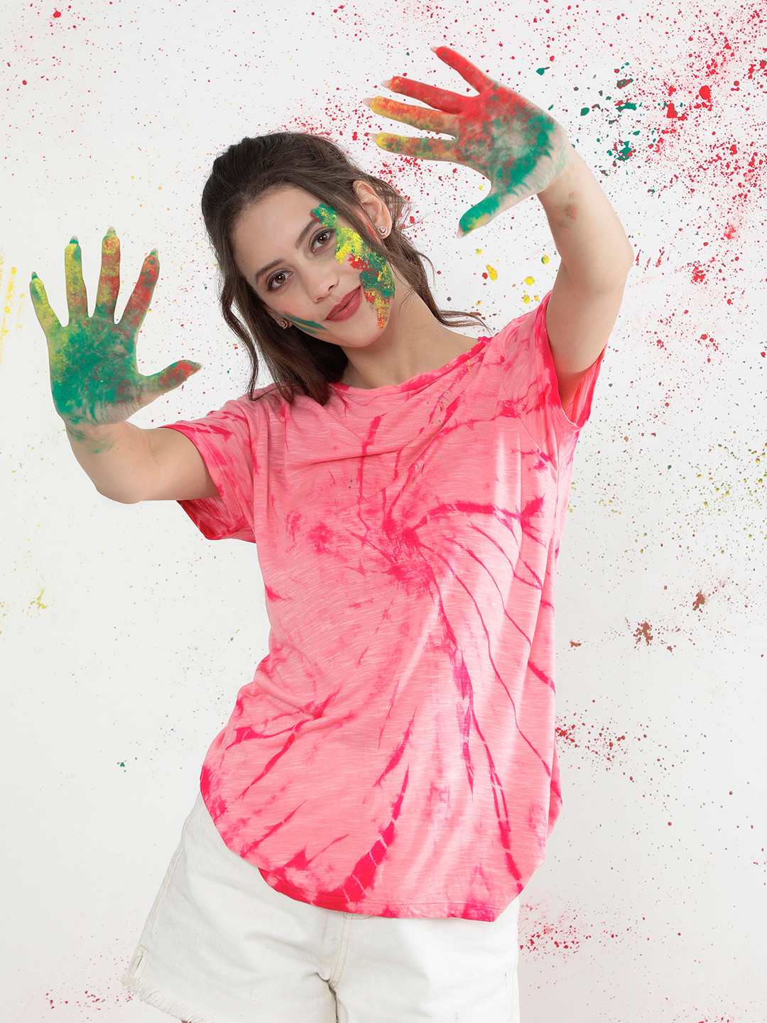 NUEVOSDAMAS Tie & Dye Printed  T-shirt
