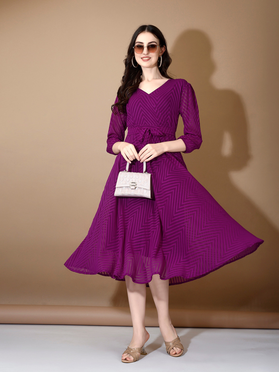 Ethnic Yard Georgette A-Line Midi Dress