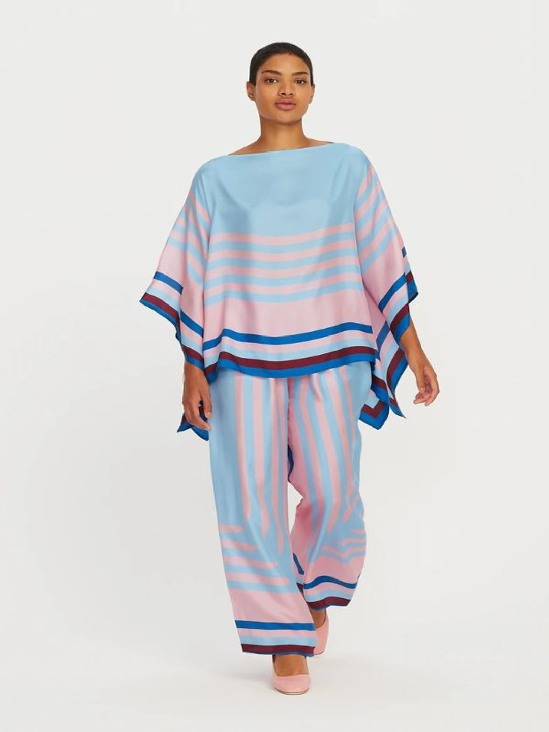 Navvi Stiped Pure Cotton Top With Trouser Co-Ords