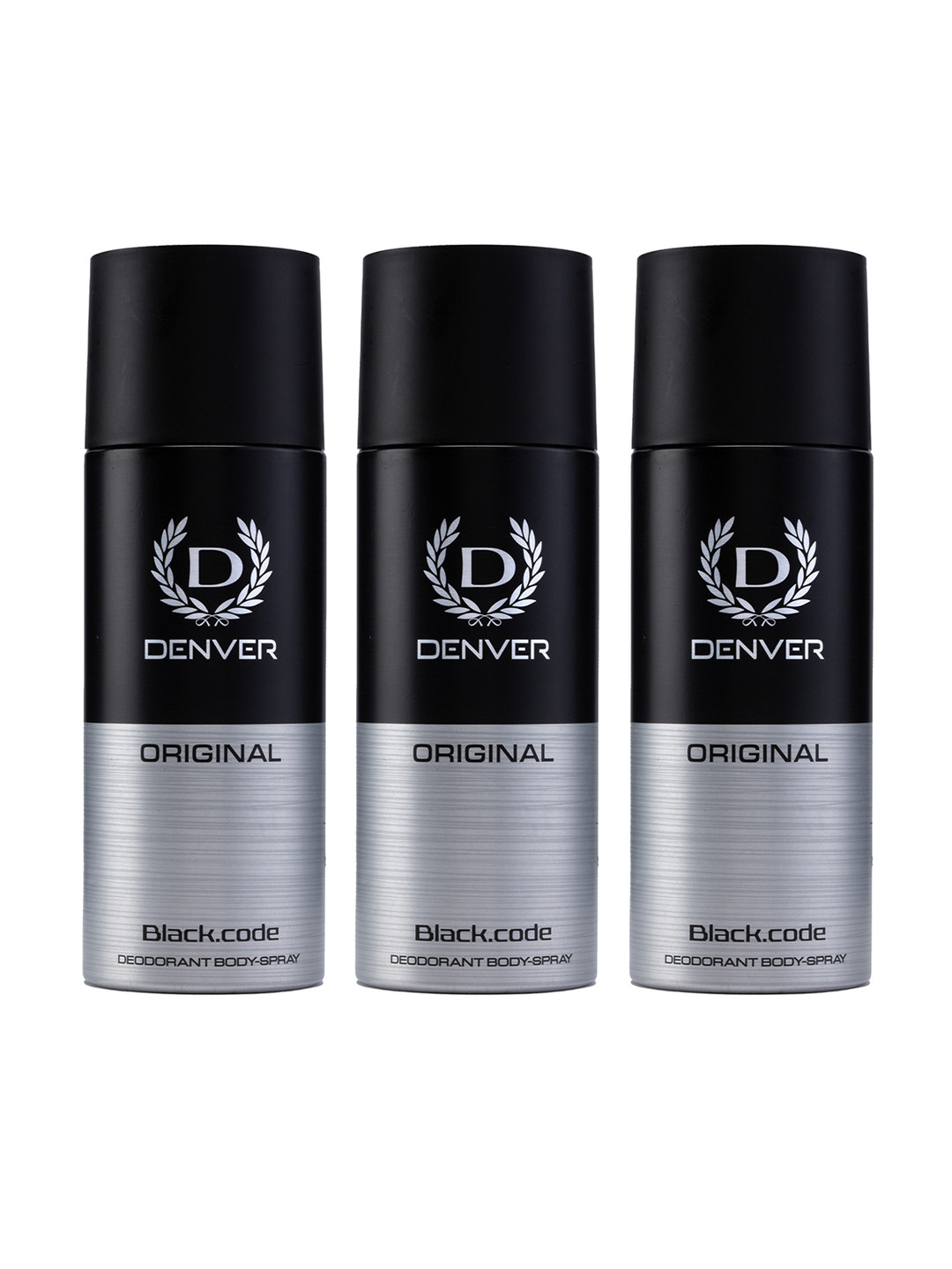 Denver Men Set of 3 Original Black.Code Long Lasting Deodorant Body Spray - 200 ml each