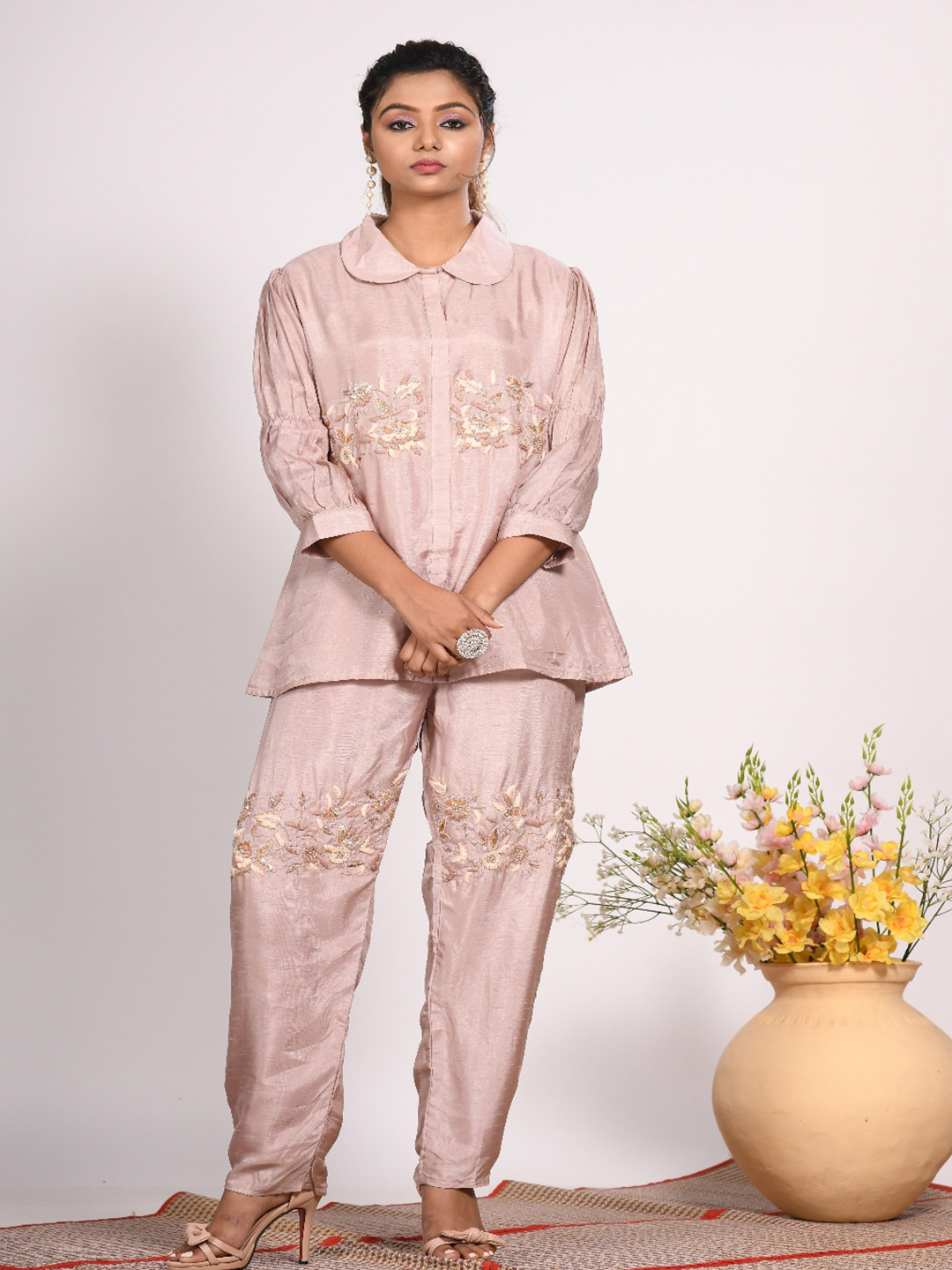 Morchari Embroidered Pure Silk Collared Tunic