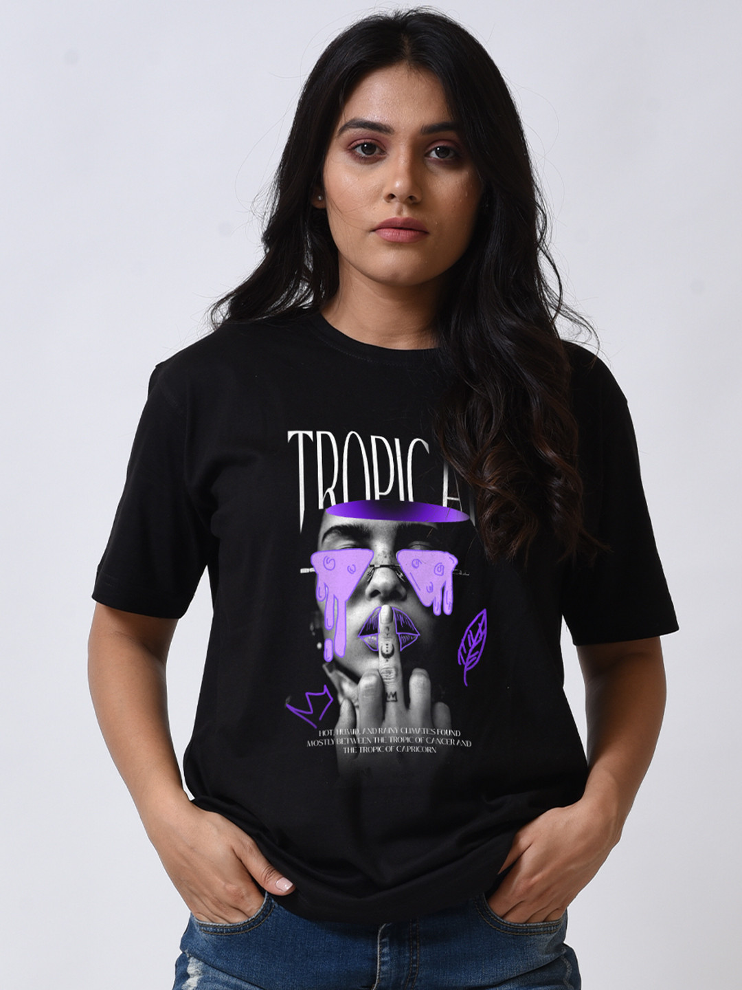 Bloopers Store Women Printed Raw Edge T-shirt