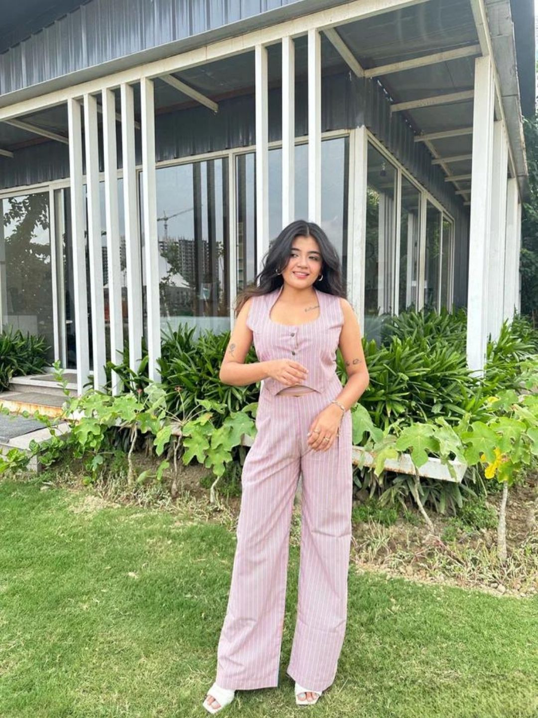 HEY MISSY Striped Pure Cotton Top With Trousers Poppy Co-Ords