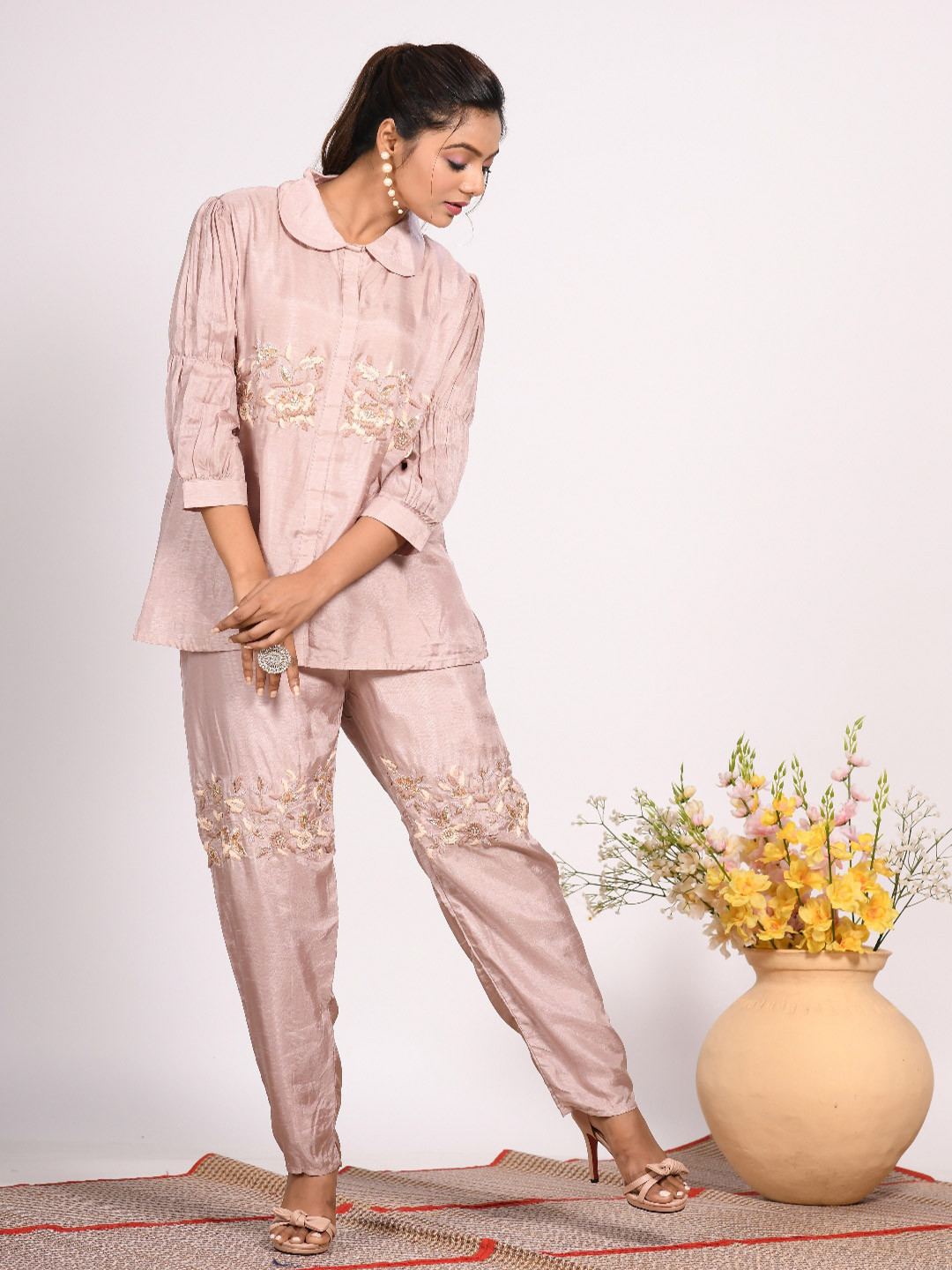 Morchari Embroidered Pure Silk Collared Tunic