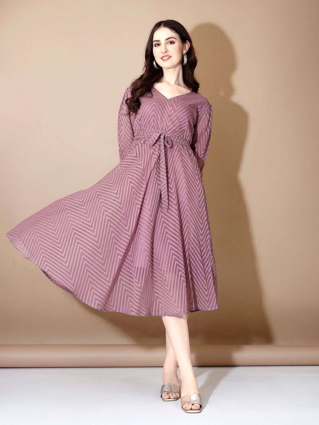 Ethnic Yard Georgette A-Line Midi Dress