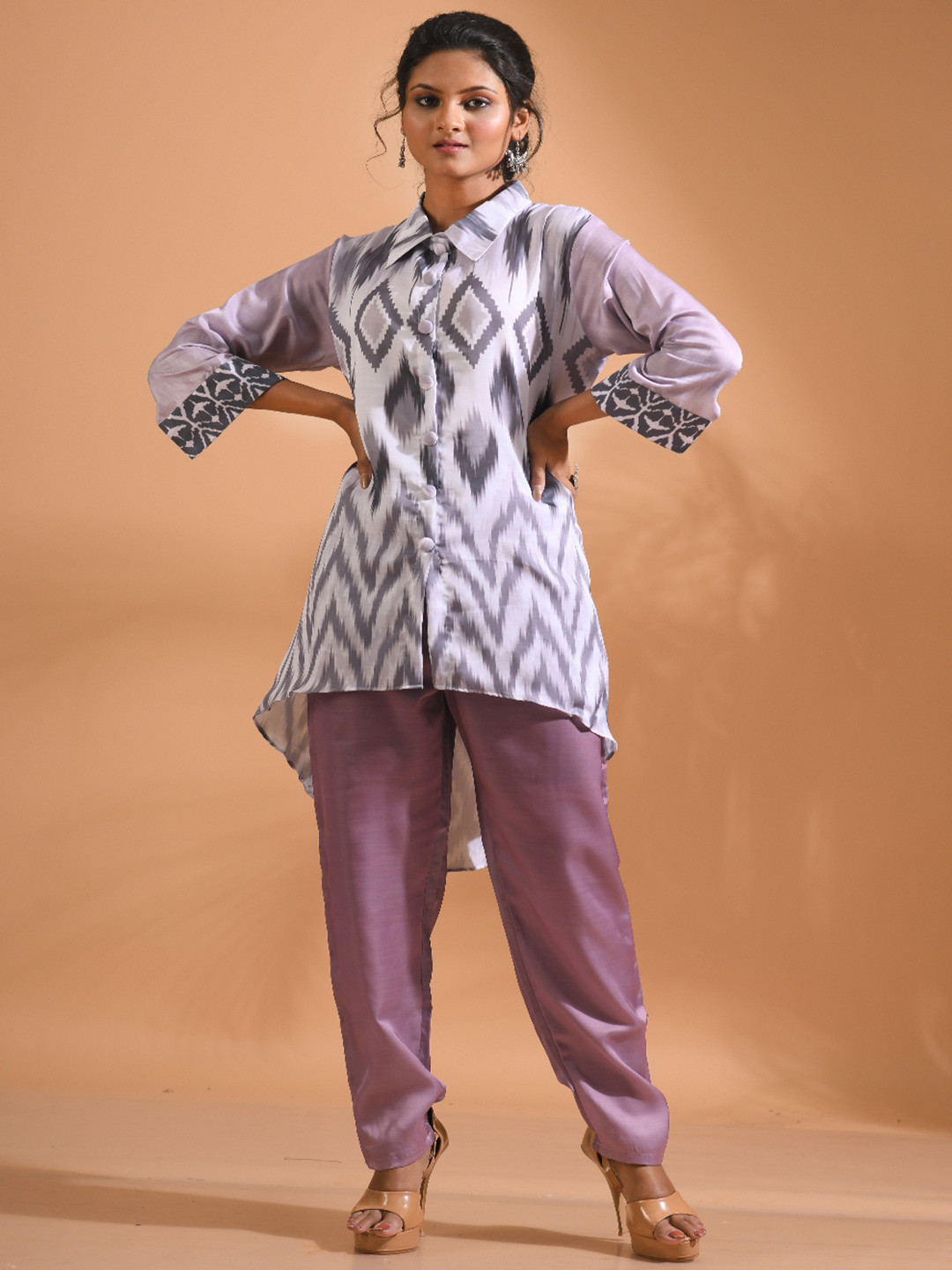 Morchari Printed Shirt-Collar Asymmetric Shirt