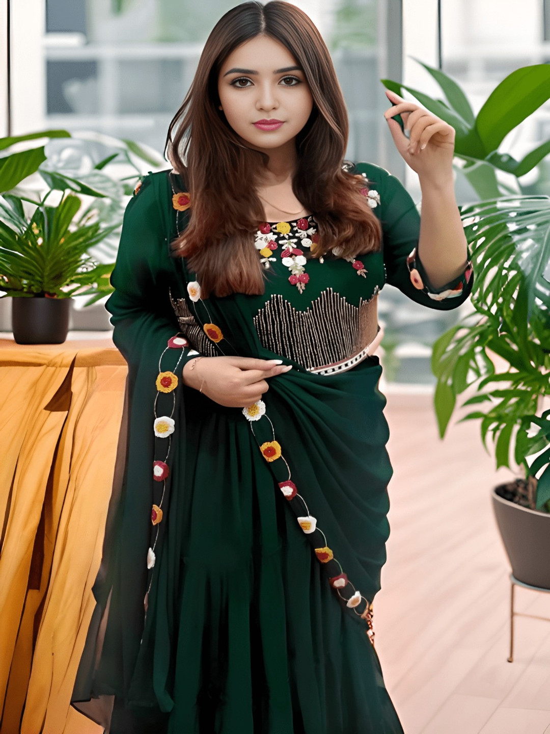 MADHUR HAND WORK ART Embroidered Semi-Stitched Lehenga & Unstitched Blouse With Dupatta