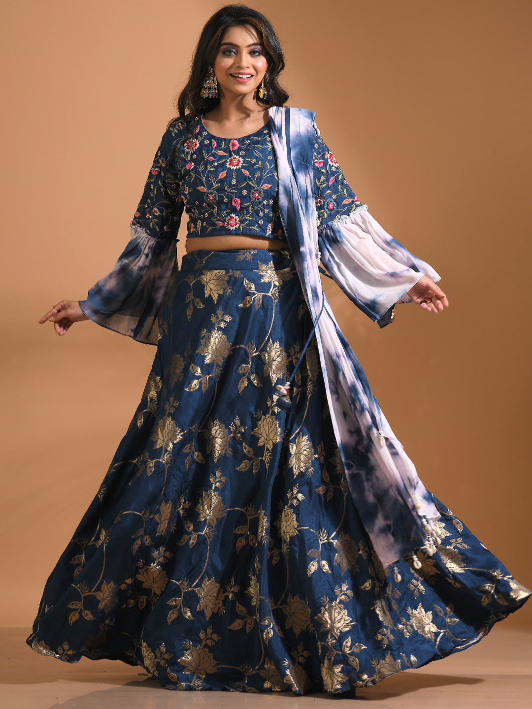 Morchari Embroidered Lehenga & Blouse With Dupatta