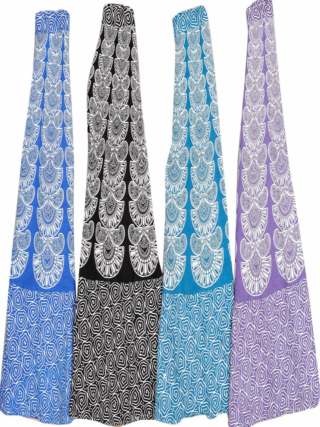 Exotic India Pack Of 4 Printed Pure Cotton Wrap Maxi Skirts