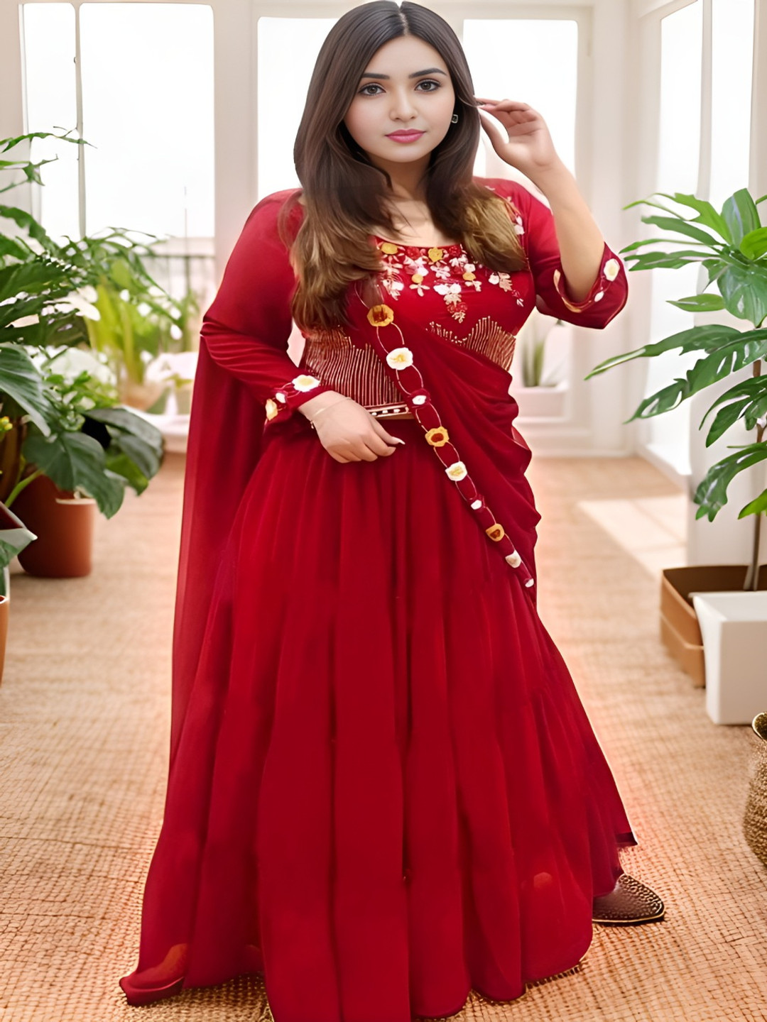 MADHUR HAND WORK ART Embroidered Semi-Stitched Lehenga & Unstitched Blouse With Dupatta