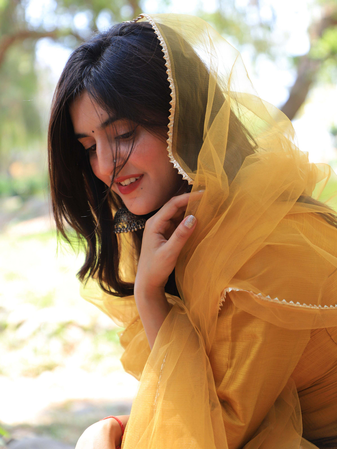 Twika Yoke Design Regular Mirror Work Kurta with Trouser & Dupatta