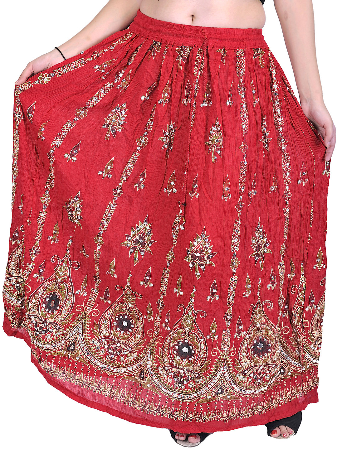 Exotic India Printed A-line Maxi Skirts