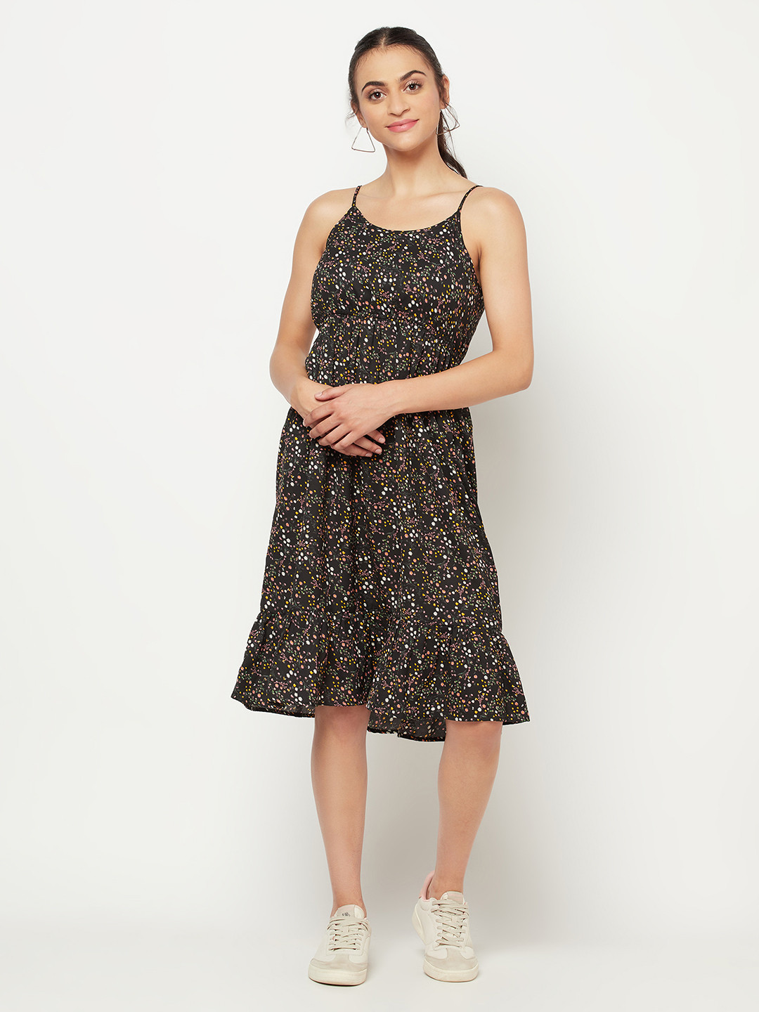 SQew Floral Print Fit and Flare Dress
