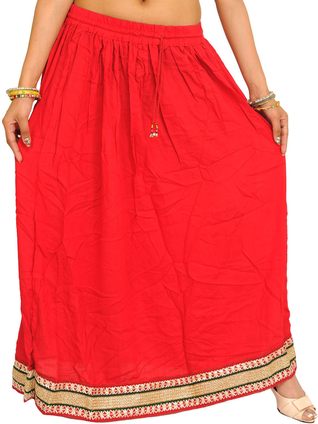 Exotic India Embellished A-Line Maxi Skirts