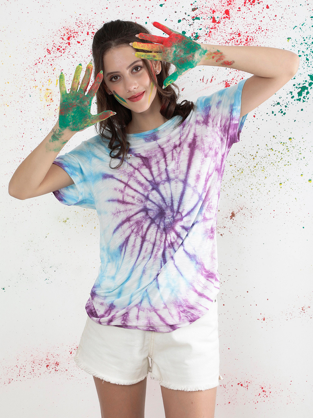 NUEVOSDAMAS Tie & Dye Printed  T-shirt