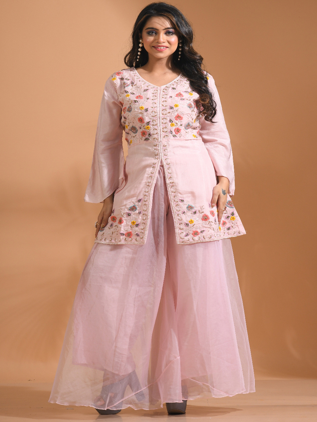 Morchari Alina Cut Embroidered Straight Kurti With Palazzo