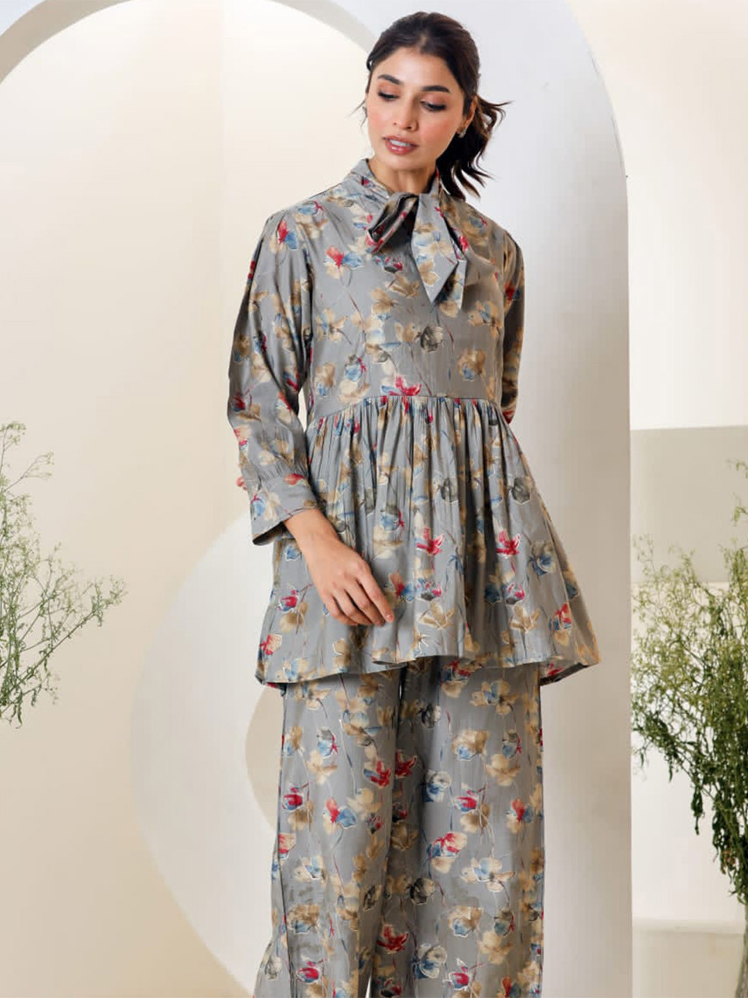 ARAVALII Printed Top With Palazzo Co-Ords Set