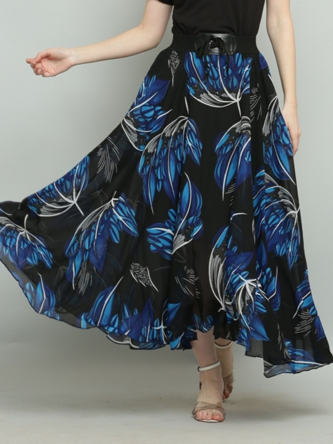 Raabta Fashion Printed Flared Maxi Skirts
