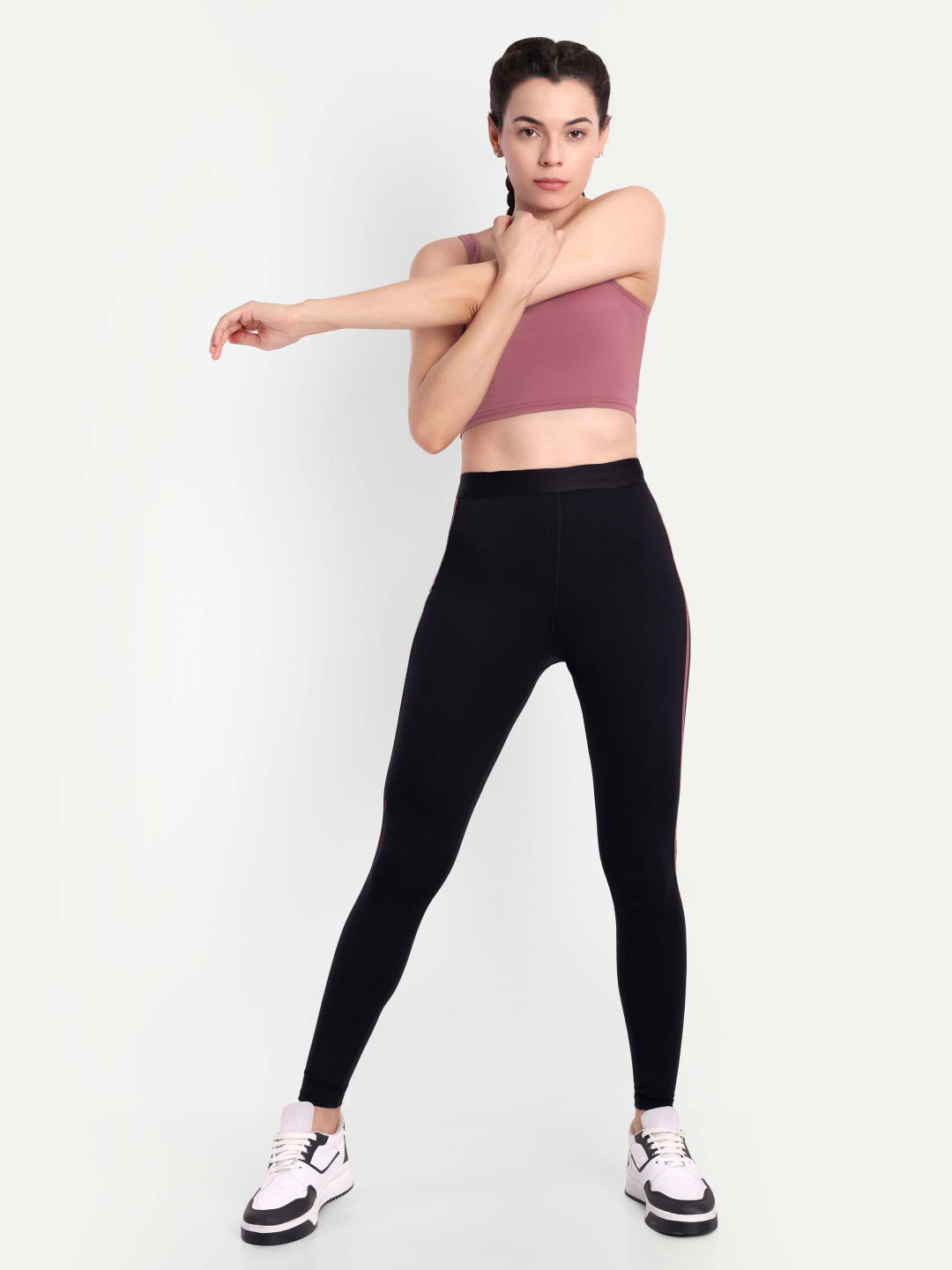 So What Square Neck Long Sleeves High-Rise Crop Top And Tights
