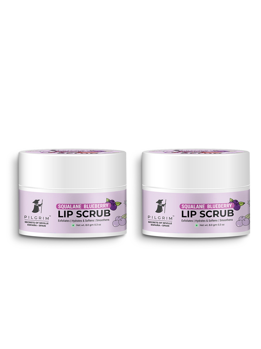 Pilgrim Set of 2 Blueberry Lip Scrub with Shea Butter for Soft Lips-8g Each