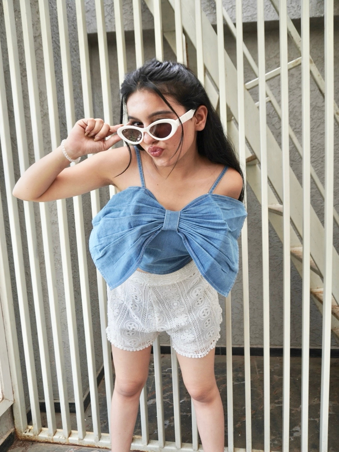 Sugercandy Women Solid Denim Cami Crop Top