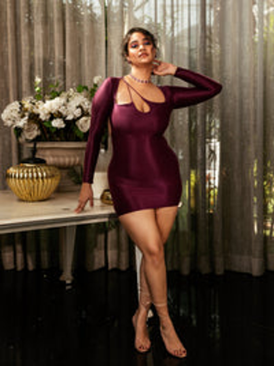 Lea Clothing Co. Asymmetric Neck Bodycon Min Dress