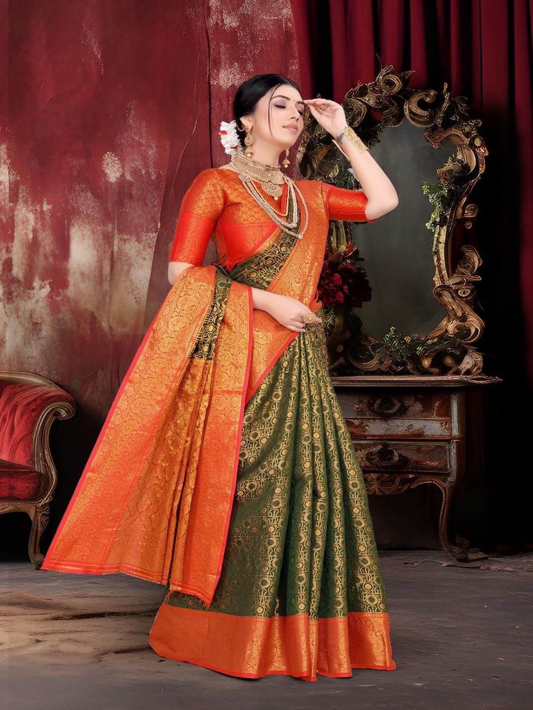 JAY FASHION Woven Design Zari Silk Blend Designer Banarasi Saree