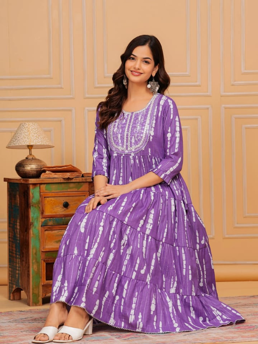 BABA KURTI Printed Anarkali Ethnic Dress