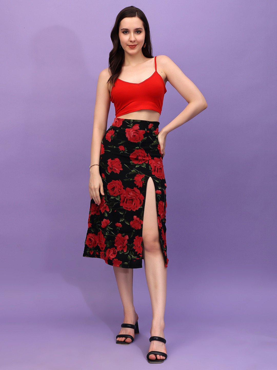 Cation Flared Floral MIdi Skirts