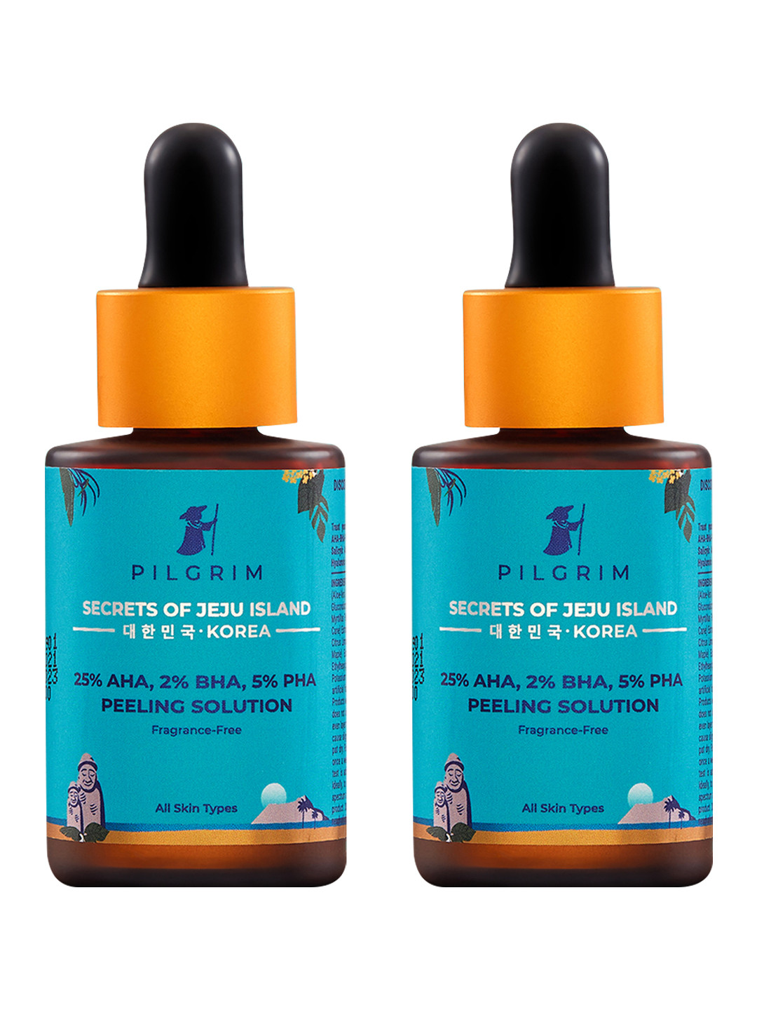 Pilgrim Set of 2 AHA, Salicylic Acid-BHA, PHA Face Exfoliator-Peeling Solution Serum