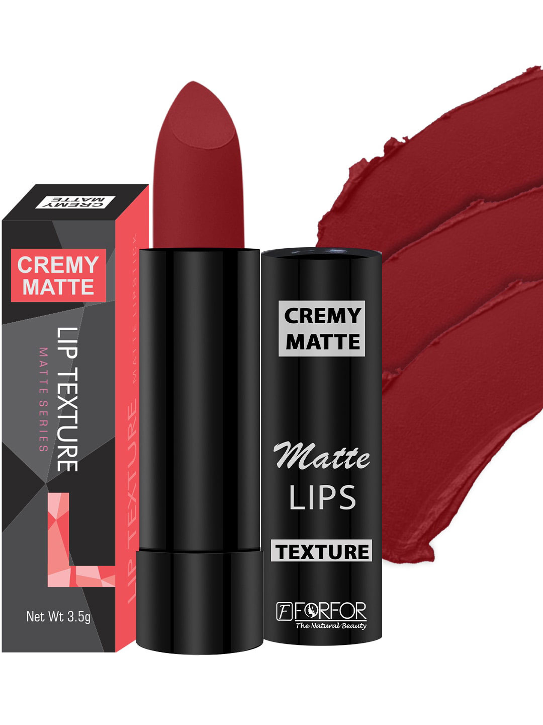 FORFOR Creamy Matte Long Lasting Lipstick with Jojoba Oil & Vitamin E - Crimson Red 86