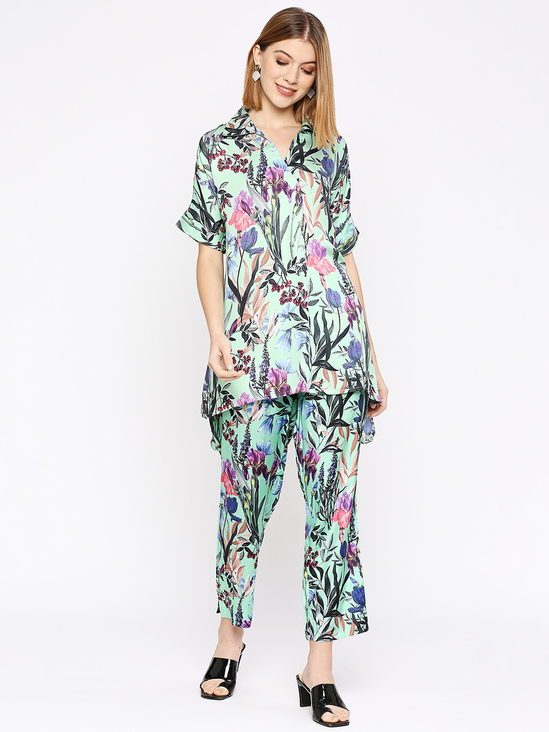 Cloth Haus India Shirt Collar Tropical Print Shirt Style Top