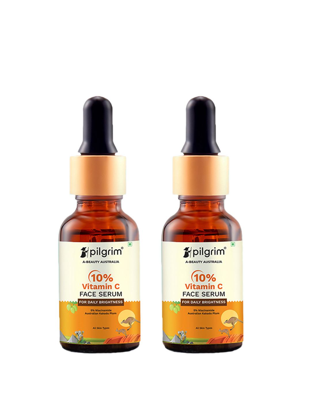 Pilgrim 2-Pcs 10% Vitamin C Face Serum with Niacinamide & Kakadu Plum - 30 ml each