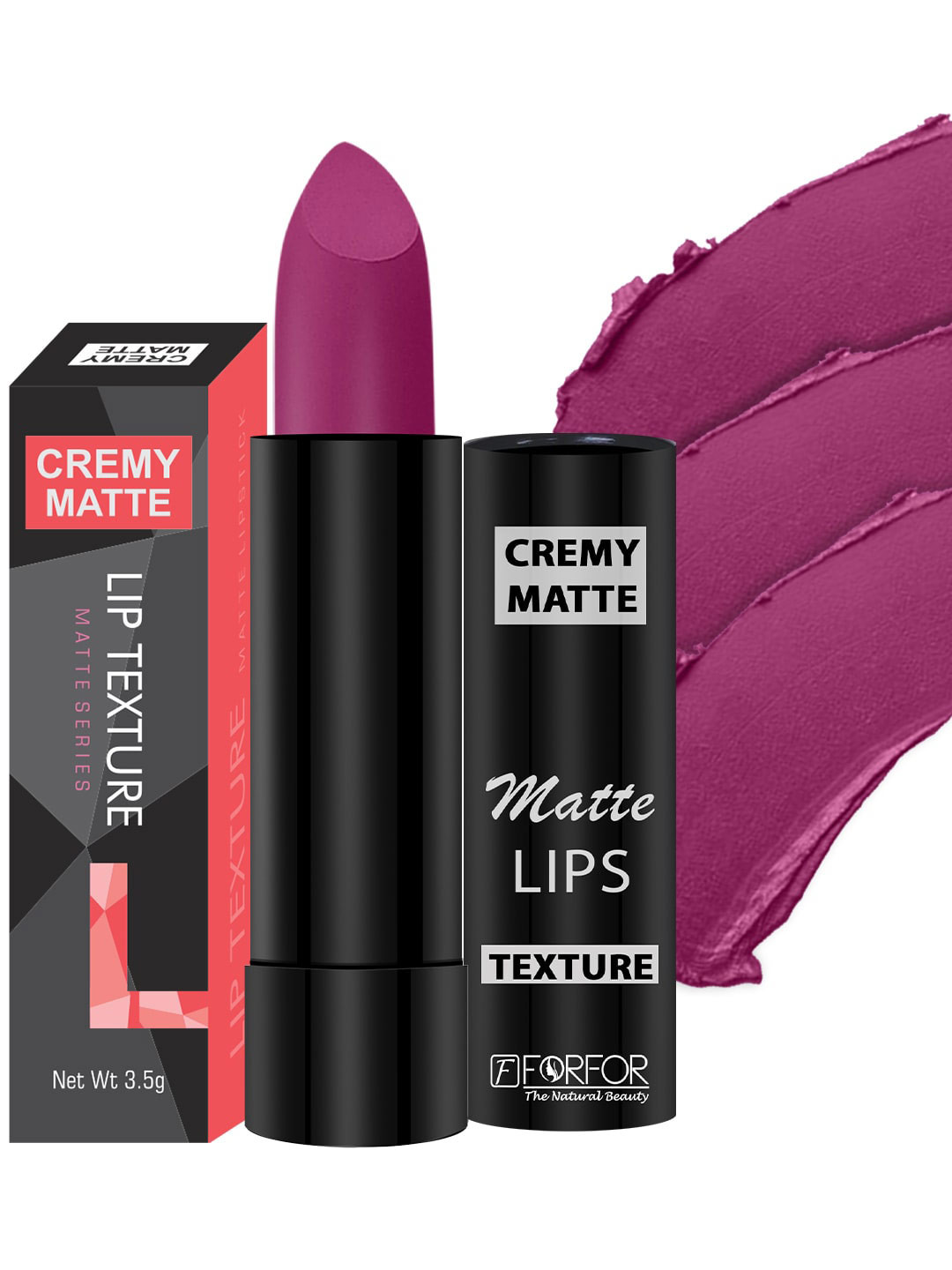 FORFOR Creamy Matte Long Lasting Lipstick with Jojoba Oil & Vitamin E - Rose Magenta 58