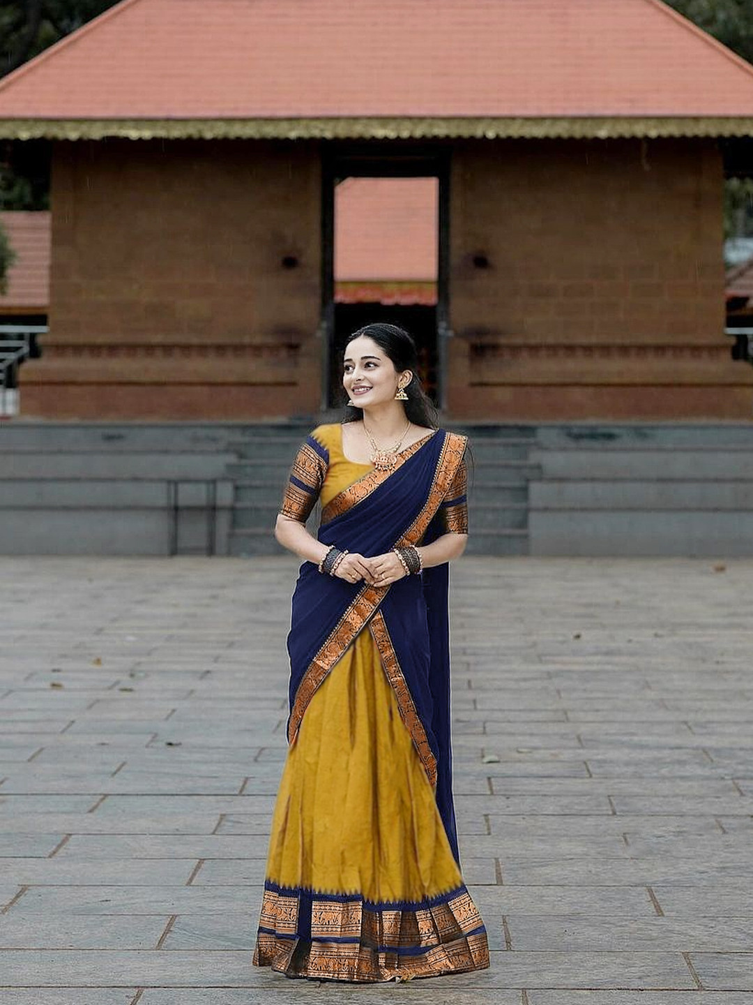 MANMOHITSAREE Woven Design Zari Semi-Stitched Lehenga & Unstitched Blouse With Dupatta