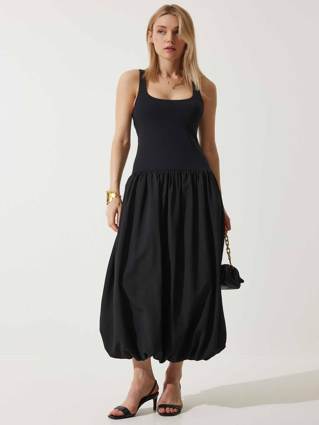 Happiness istanbul Cotton Fit & Flare Midi Dress