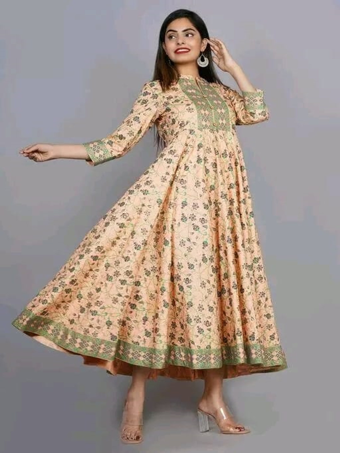BAIRAJ Floral Printed Anarkali Kurta