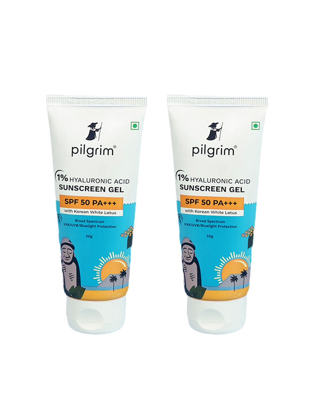 Pilgrim Set Of 2 1% Hyaluronic Acid SPF50 PA+++ Sunscreen Gel - 50 g Each