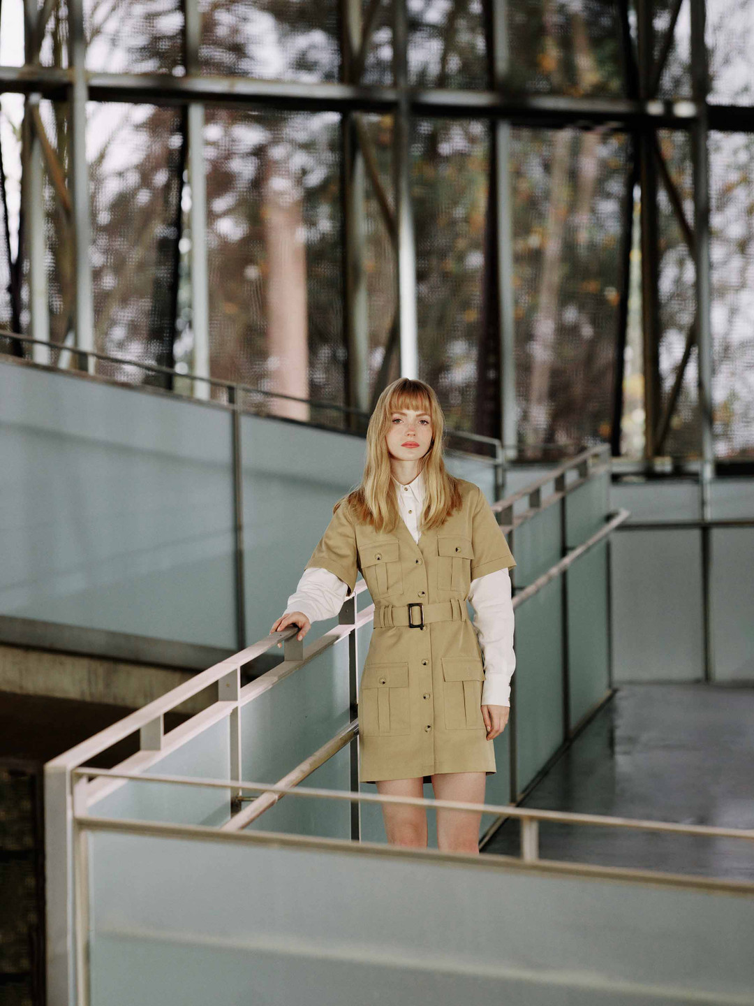 Koton Women Shirt Collar Cuffed Sleeves A-Line Maxi Dress come with belt