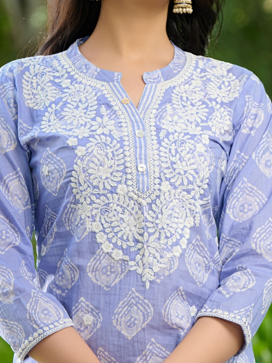 PRETTY PALLU Ethnic Motifs Embroidered Thread Work Cotton Kurta with Trousers & Dupatta