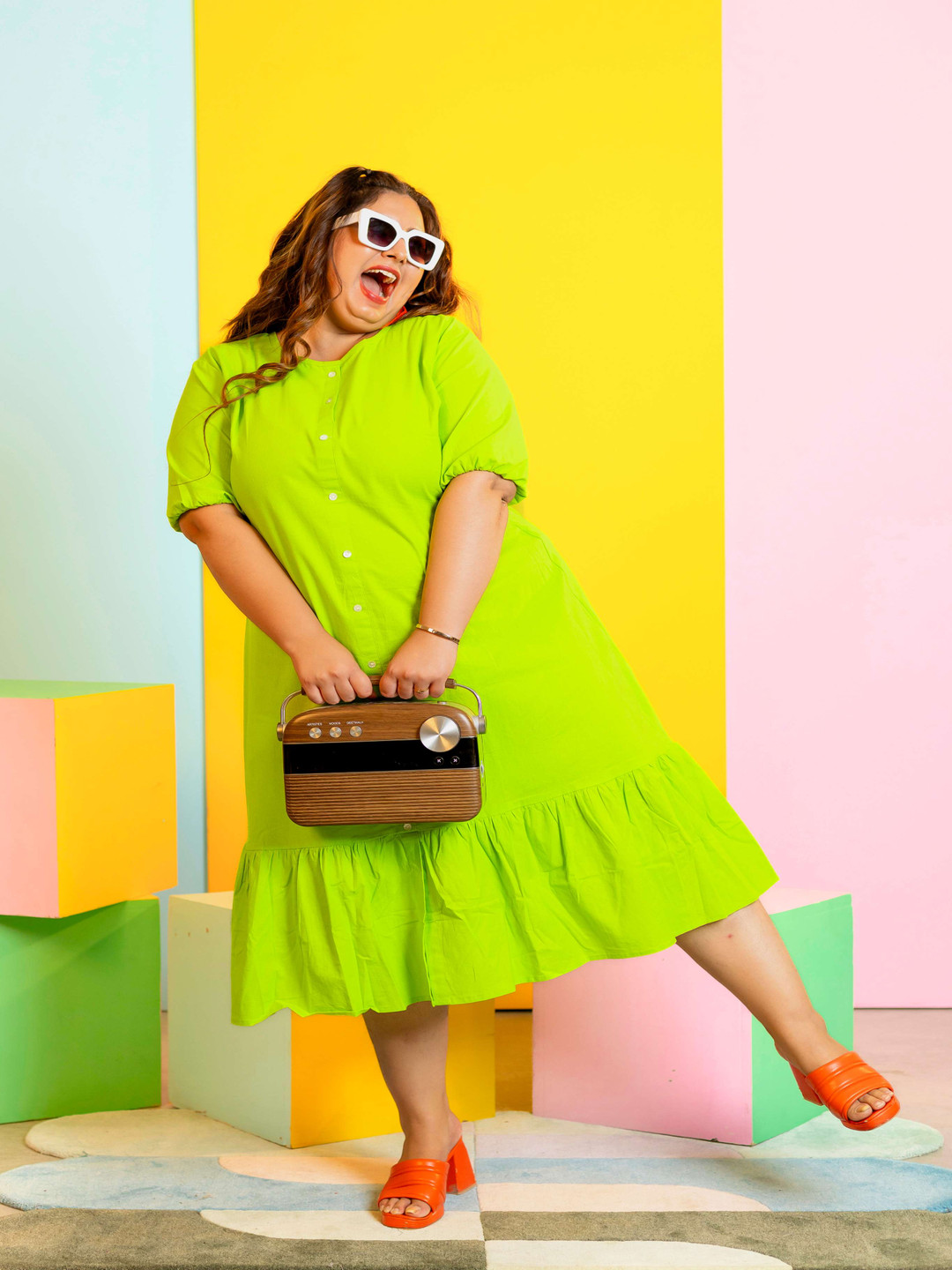 LALI JAIPUR Round Neck A-Line Plus Size Dress