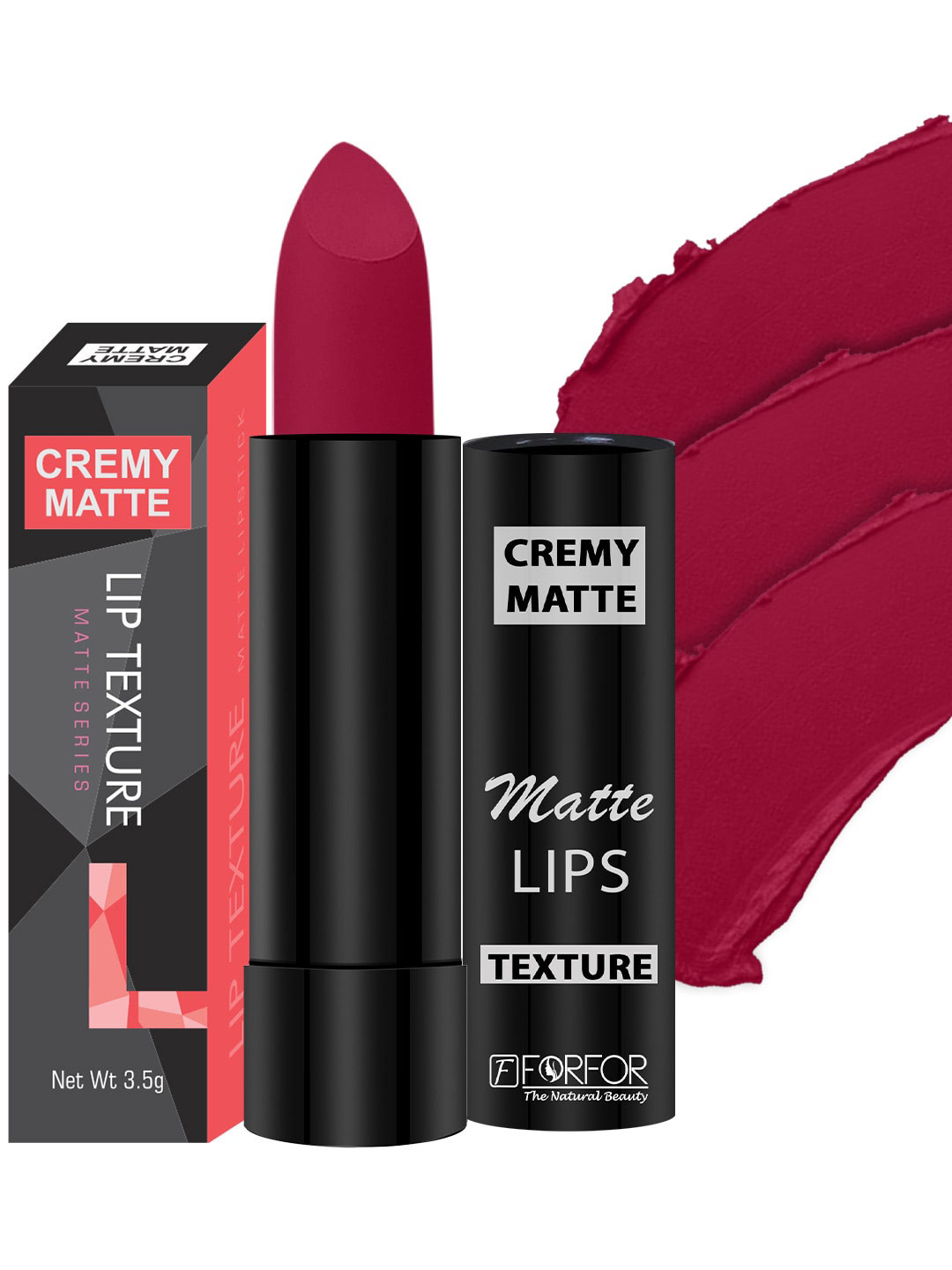 FORFOR Creamy Matte Long Lasting Lipstick with Jojoba Oil & Vitamin E - Ruby Magenta 84