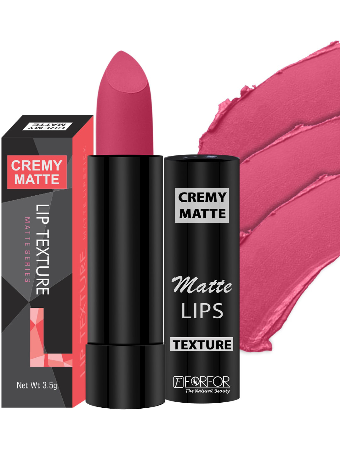 FORFOR Creamy Matte Long Lasting Lipstick with Jojoba Oil & Vitamin E - Fusion Pink 80