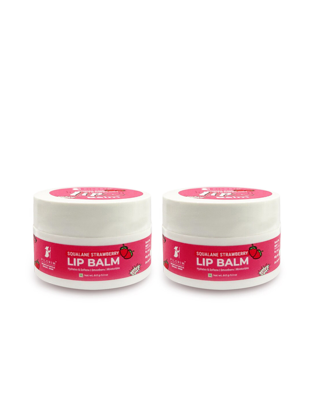 Pilgrim Set Of 2 Squalane Strawberry Lip Balm - 8g Each