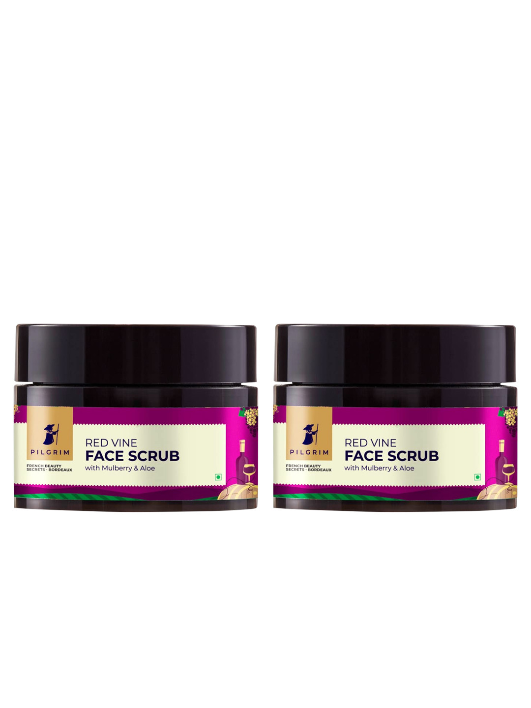Pilgrim Set of 2 Red Vine Face Scrub for Glowing Skin, Tan Removal, De-Pigmentation